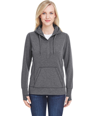 197 8431 Omega Stretch Terry Women's Snap Placket in Charcoal triblend