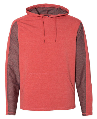 197 8435 Omega Stretch Terry Hooded Pullover in Red triblend