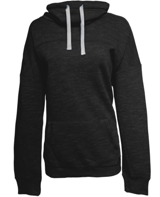 197 8673 Women's Melange Fleece Cowlneck Pullover in Black