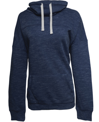 197 8673 Women's Melange Fleece Cowlneck Pullover in Navy