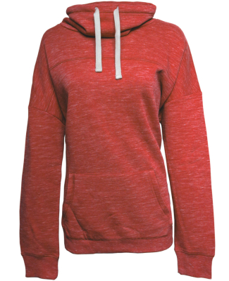 197 8673 Women's Melange Fleece Cowlneck Pullover in Red