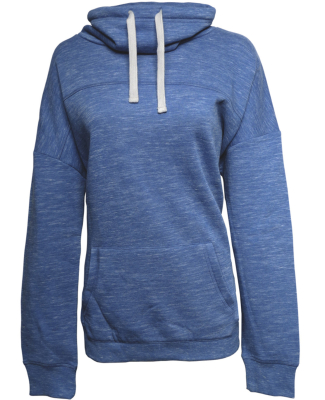 197 8673 Women's Melange Fleece Cowlneck Pullover in Royal