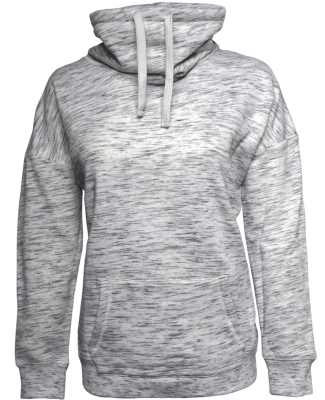 197 8673 Women's Melange Fleece Cowlneck Pullover in White