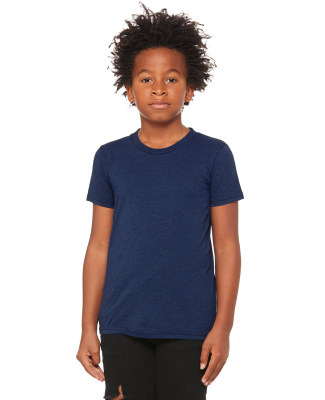 3413Y Bella + Canvas Youth Triblend Jersey Short S in Navy triblend