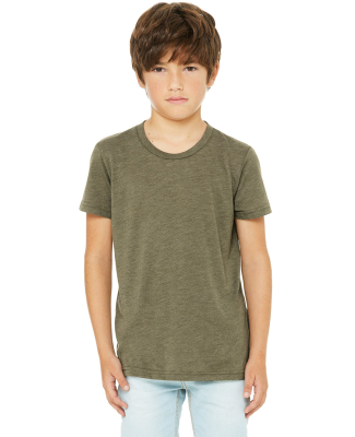 3413Y Bella + Canvas Youth Triblend Jersey Short S in Olive triblend