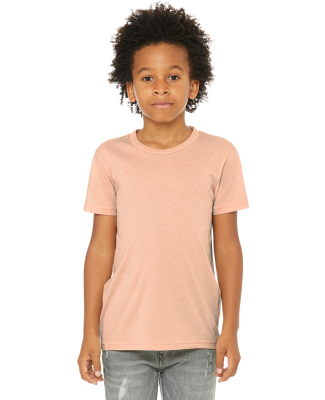 3413Y Bella + Canvas Youth Triblend Jersey Short S in Peach triblend