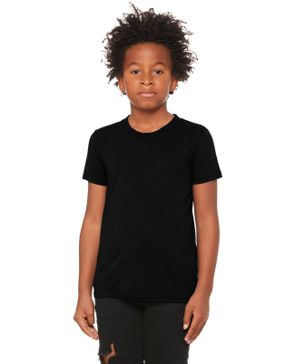 3413Y Bella + Canvas Youth Triblend Jersey Short S in Solid black triblend