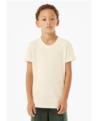 3413Y Bella + Canvas Youth Triblend Jersey Short S in Solid natural triblend