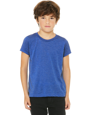 3413Y Bella + Canvas Youth Triblend Jersey Short S in True royal triblend