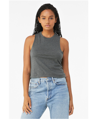 6682 Women's Racerback Cropped Tank in Deep heather