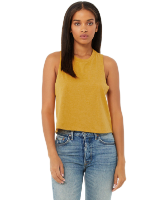 6682 Women's Racerback Cropped Tank in Heather mustard