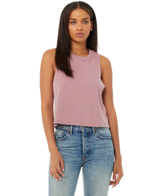 6682 Women's Racerback Cropped Tank in Heather orchid