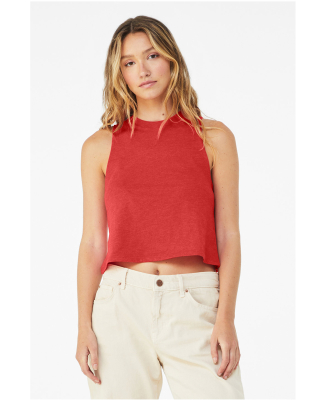 6682 Women's Racerback Cropped Tank in Heather red