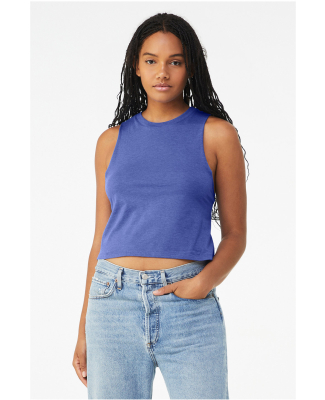 6682 Women's Racerback Cropped Tank in Heather true royal
