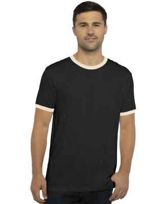 Next Level 3604 Unisex Fine Jersey Ringer Tee in Black/ natural