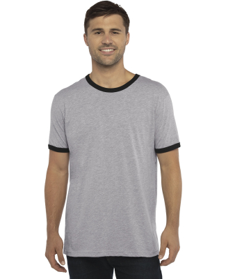 Next Level 3604 Unisex Fine Jersey Ringer Tee in Heather gray/black