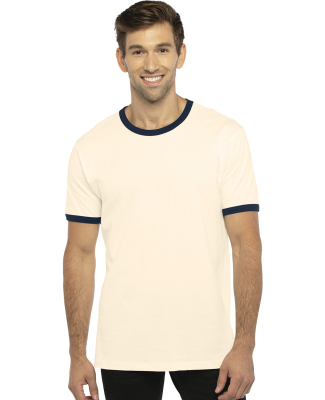 Next Level 3604 Unisex Fine Jersey Ringer Tee in Natural/midnight navy