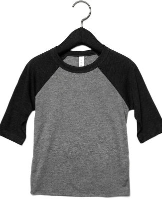 Bella+Canvas 3200T Toddler Three-Quarter Sleeve Ba in Grey/ charcoal black triblend