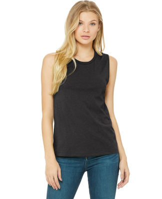 Women's Long Muscle Tank in Dark grey heather