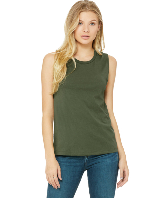 Women's Long Muscle Tank in Military green