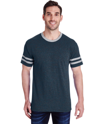 Jerzees 602MR Triblend Ringer Varsity T-Shirt in Indigo heather/ oxford