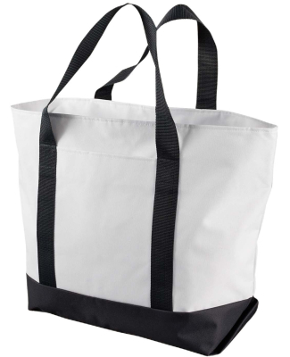 Liberty Bags 7006 Bay View Zipper Tote in White/ black