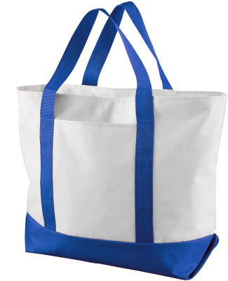 Liberty Bags 7006 Bay View Zipper Tote in White/ royal