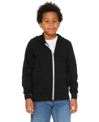 Bella + Canvas 3739Y Youth Sponge Fleece Full-Zip  in Black