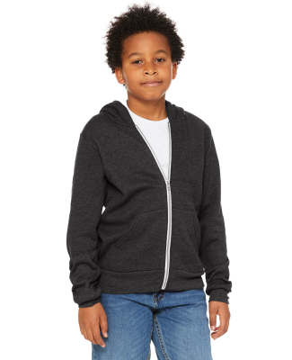 Bella + Canvas 3739Y Youth Sponge Fleece Full-Zip  in Dark grey heather