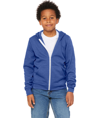 Bella + Canvas 3739Y Youth Sponge Fleece Full-Zip  in Heather true royal