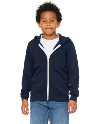 Bella + Canvas 3739Y Youth Sponge Fleece Full-Zip  in Navy
