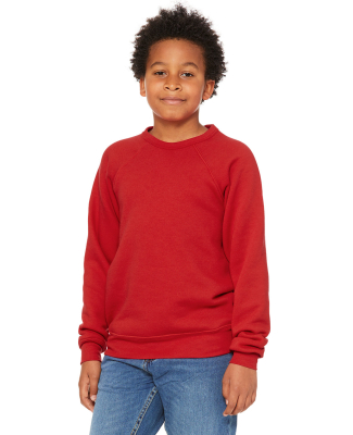 Bella + Canvas 3901Y Youth Sponge Fleece Crewneck in Red
