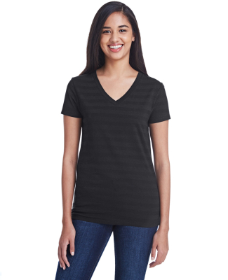 Threadfast Apparel 252RV Ladies' Invisible Stripe  in Black invisible stripe