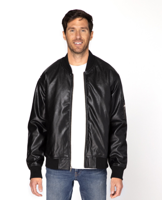 Threadfast Apparel 395J Unisex Bomber Jacket in Black Vegan Leather
