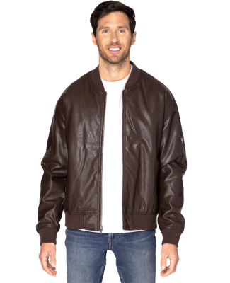 Threadfast Apparel 395J Unisex Bomber Jacket in Brown vegan leather
