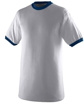 Augusta Sportswear 711 Youth Ringer T-Shirt in Athletic heather/ navy
