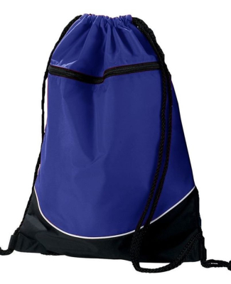 Augusta Sportswear 1920 Tri-Color Drawstring Backp in Purple/ black/ white