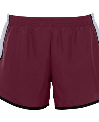 Augusta Sportswear 1266 Girls' Pulse Team Short in Maroon/ white/ black