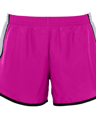 Augusta Sportswear 1266 Girls' Pulse Team Short in Power pink/ white/ black