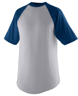 Augusta Sportswear 424 Youth Short Sleeve Baseball in Athletic heather/ navy