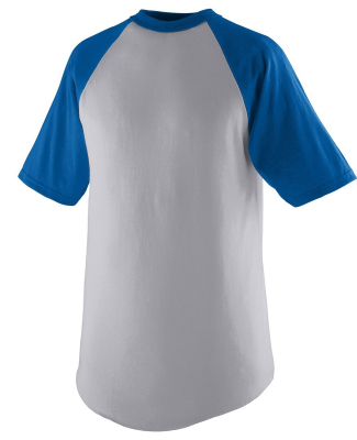 Augusta Sportswear 424 Youth Short Sleeve Baseball in Athletic heather/ royal