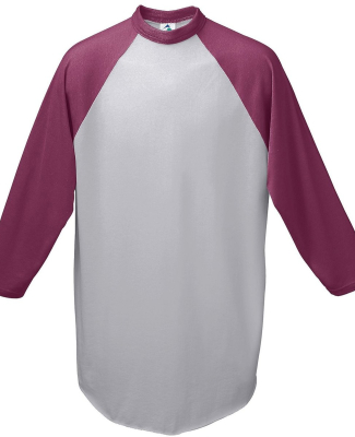 Augusta Sportswear 4421 Youth Three-Quarter Sleeve in Athletic heather/ maroon