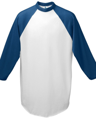 Augusta Sportswear 4421 Youth Three-Quarter Sleeve in White/ navy