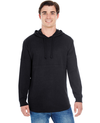 J America 8228 Hooded Game Day Jersey T-Shirt in Black