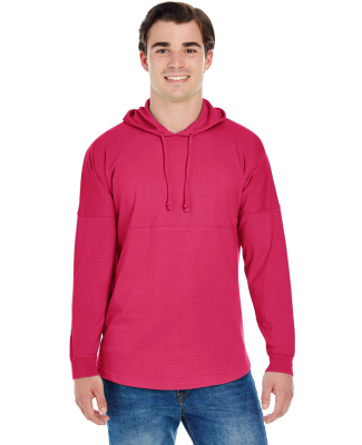 J America 8228 Hooded Game Day Jersey T-Shirt in Wildberry