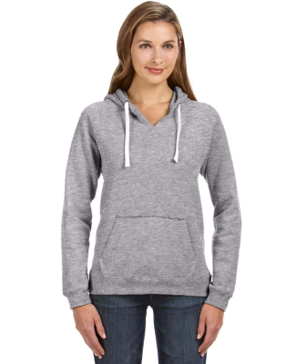 J America 8836 Women's Sueded V-Neck Hooded Sweats in Oxford