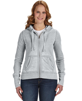 J America 8913 Women's Zen Fleece Full-Zip Hooded  in Cement