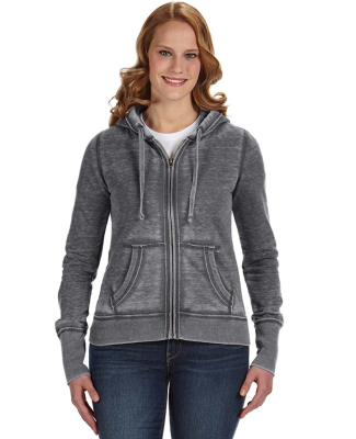 J America 8913 Women's Zen Fleece Full-Zip Hooded  in Dark smoke