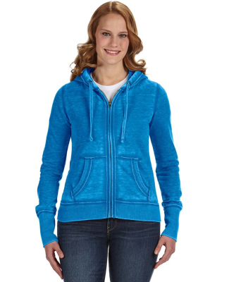 J America 8913 Women's Zen Fleece Full-Zip Hooded  in Oceanberry