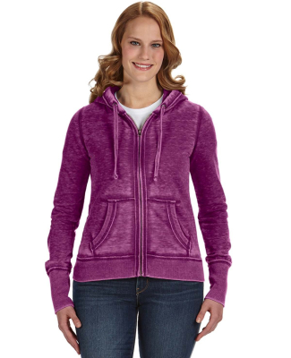 J America 8913 Women's Zen Fleece Full-Zip Hooded  in Very berry